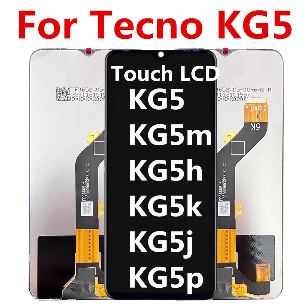 Black 6.52 inch For Tecno KG5 KG5H KG5M LCD Screen Display For Tecno KG5K KG5J KG5p Touch Panel Digitizer Assembly Replacement