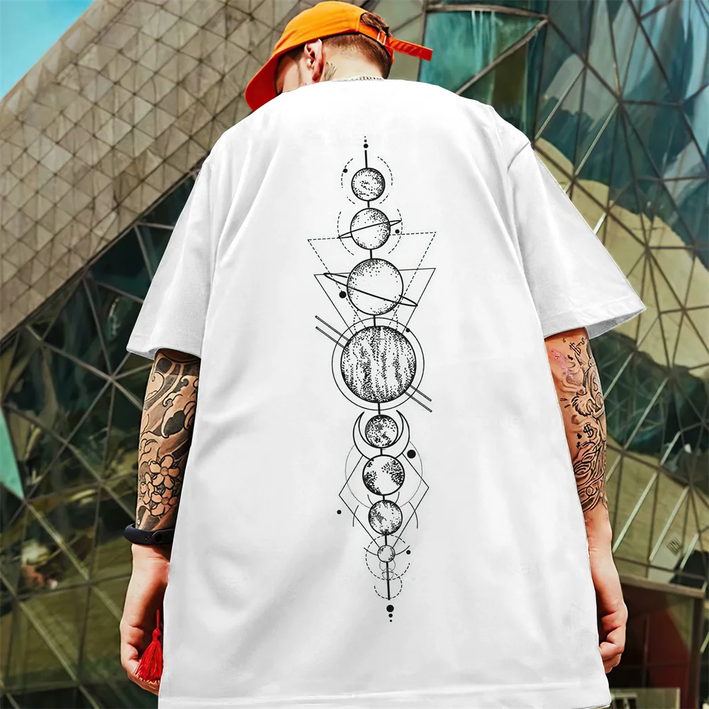 2024 New Summer Men\'s T-Shirt 3d Compass Printed Short Sleeve Tees Simple Fashion Male Clothing Loose Oversized T-Shirt For Men