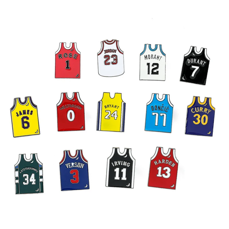 جديد الرياضة ستار جيرسي بروش، كرة القدم زي كرة السلة عدد التلبيب دبوس لطيف المينا على ظهره الملابس شارة معدنية هدية ل