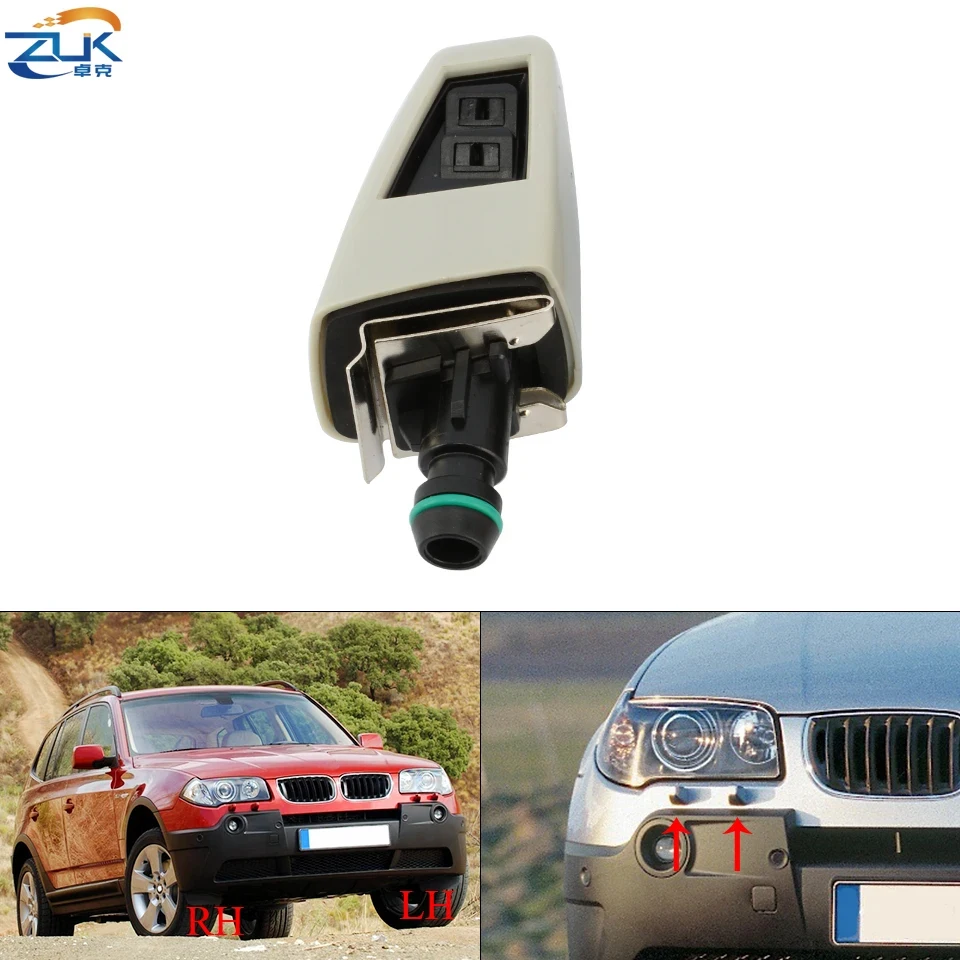 ZUK Front Bumper Headlight Washer Nozzle Assy For BMW X3 E83 2003 2004 2005 2006 Headlamp Cleaning Water Sprayer Jet