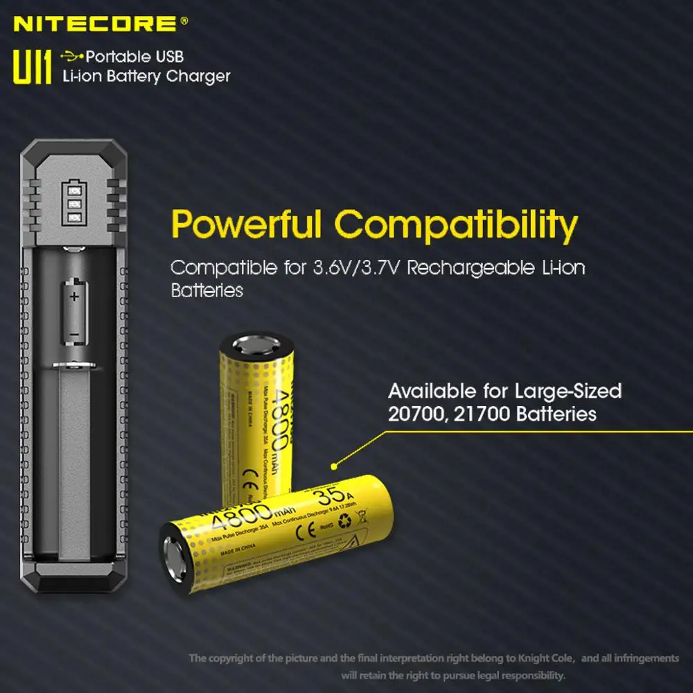 Original NITECORE UI1 UI2 Flexible Portable Power Bank USB Intelligent Lithium Battery Charger For IMR Li-ion 18650 10440 14500