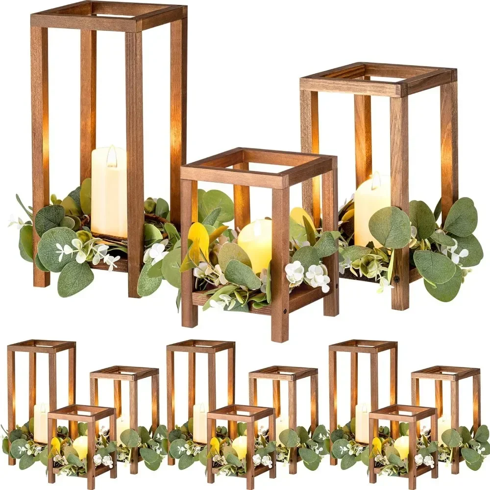 

Candle Holder Wooden Lantern Candlesticks Gift-giving Centerpiece for Wedding Parties Home Decor Family Table Decoration Candles