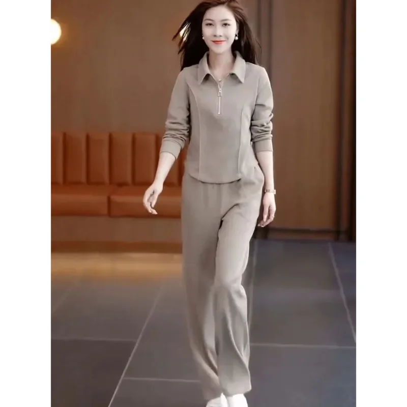 

Wholesale Clothing Women's Casual Suit Spring Autumn 2024 New Fashion Slimming Tops Wide Leg Pant Sets For Women 2 Pieces Outfit