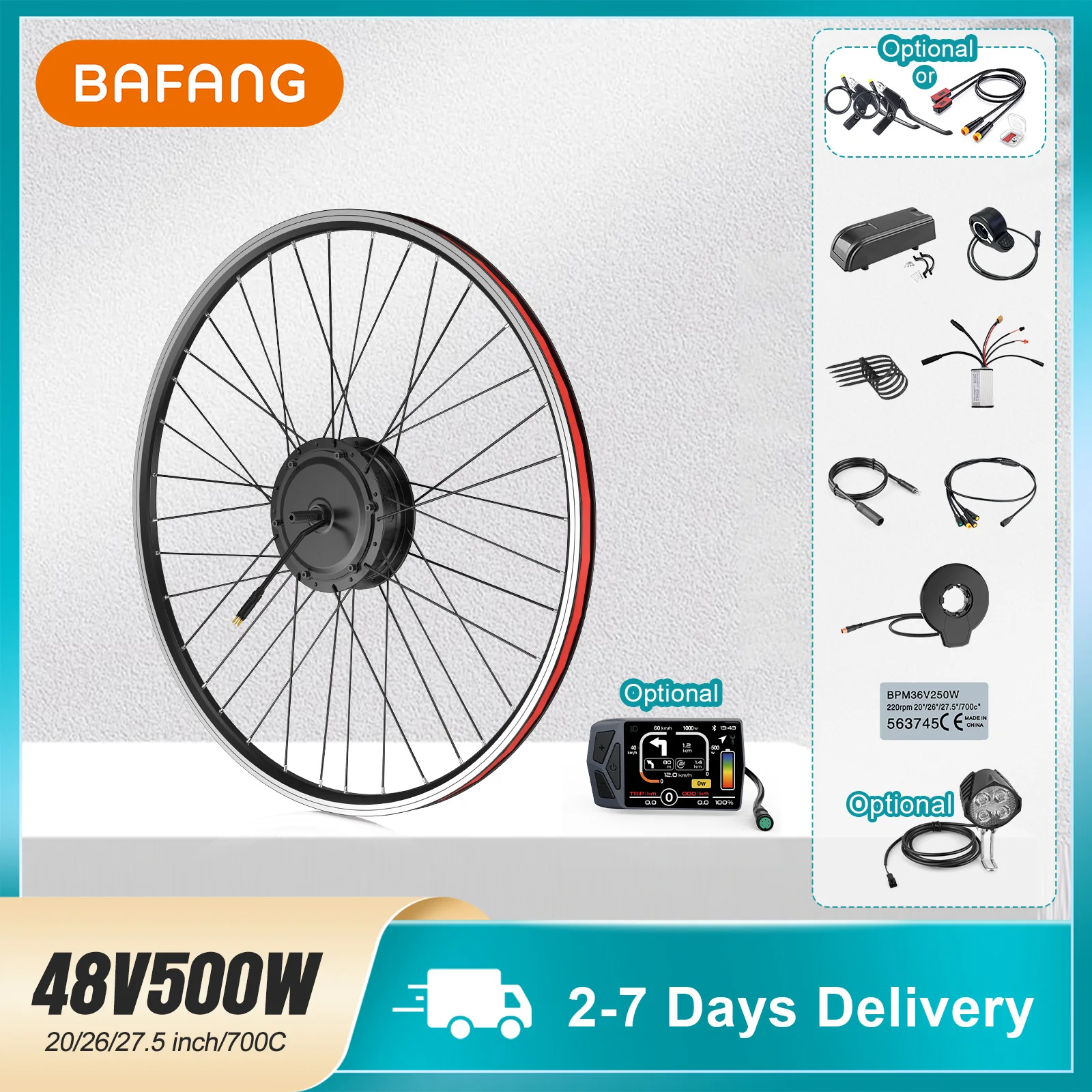 

[2-7 Days Delivery] Bafang 48V 500W Front Hub Motor G020 Electric Bike Conversion Kit 26"/28"/700C City Mountain eBike DIY Kit