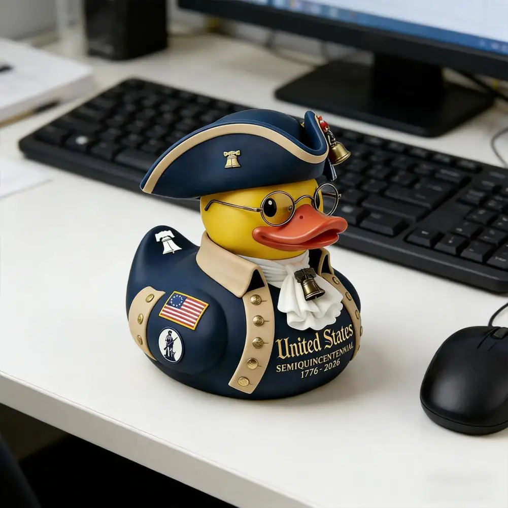 American Independence 250th Anniversary Duck Figurine Patriotic Resin Veteran Duck Statue for 4th of July Independence Day Celeb