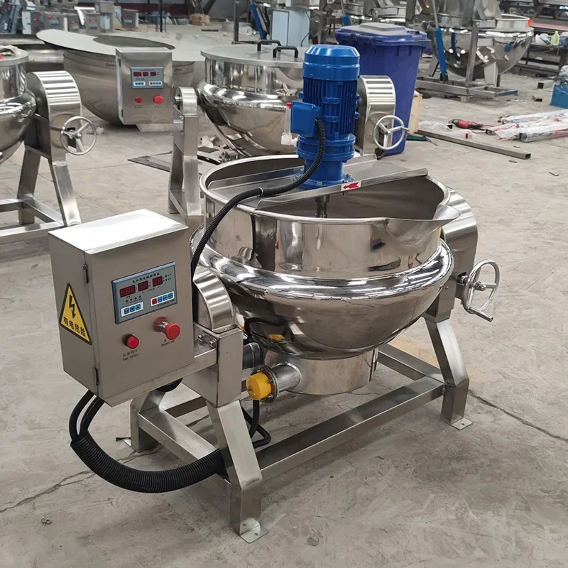 

#For 100-1000L Tilting cooking candy kettle with agitator Gas Steam electric jacketed kettle cooking pot with mixer