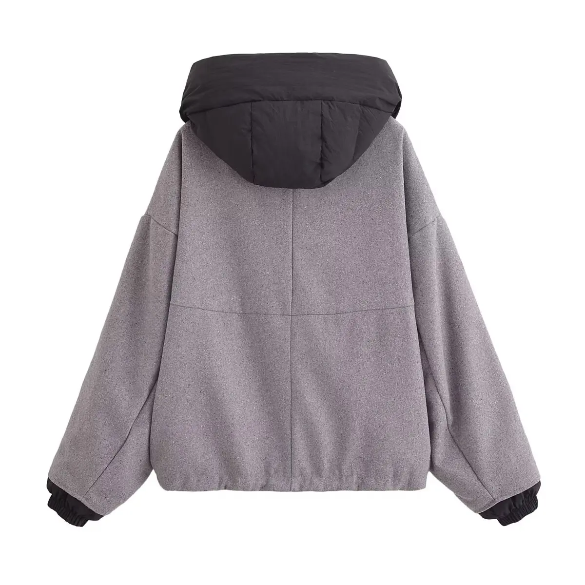 Tangada Women Gray Oversize Patchwork Hood Coat 2024 Winter Female Parkas Overcoat QN068