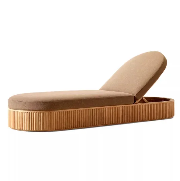 Outdoor bed teak deck chair Solid wood leisure hotel B & B courtyard villa swimming pool beach sun waterproof deck chair