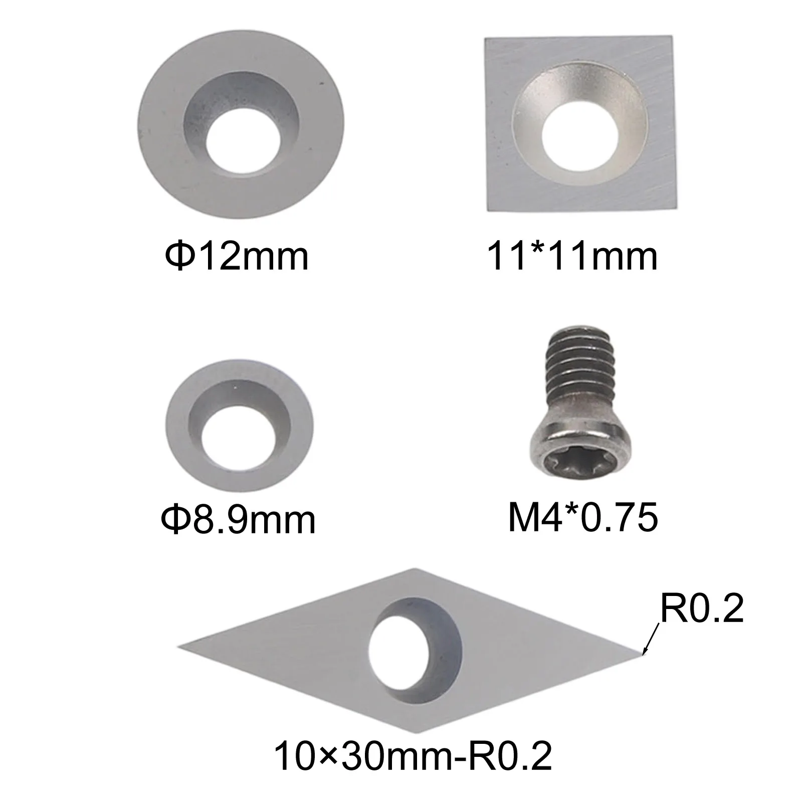 20pcs Carbide Cutter Inserts Set for Wood Lathe Tools Including Four Different Carbide Shapes for Woodworking Applications