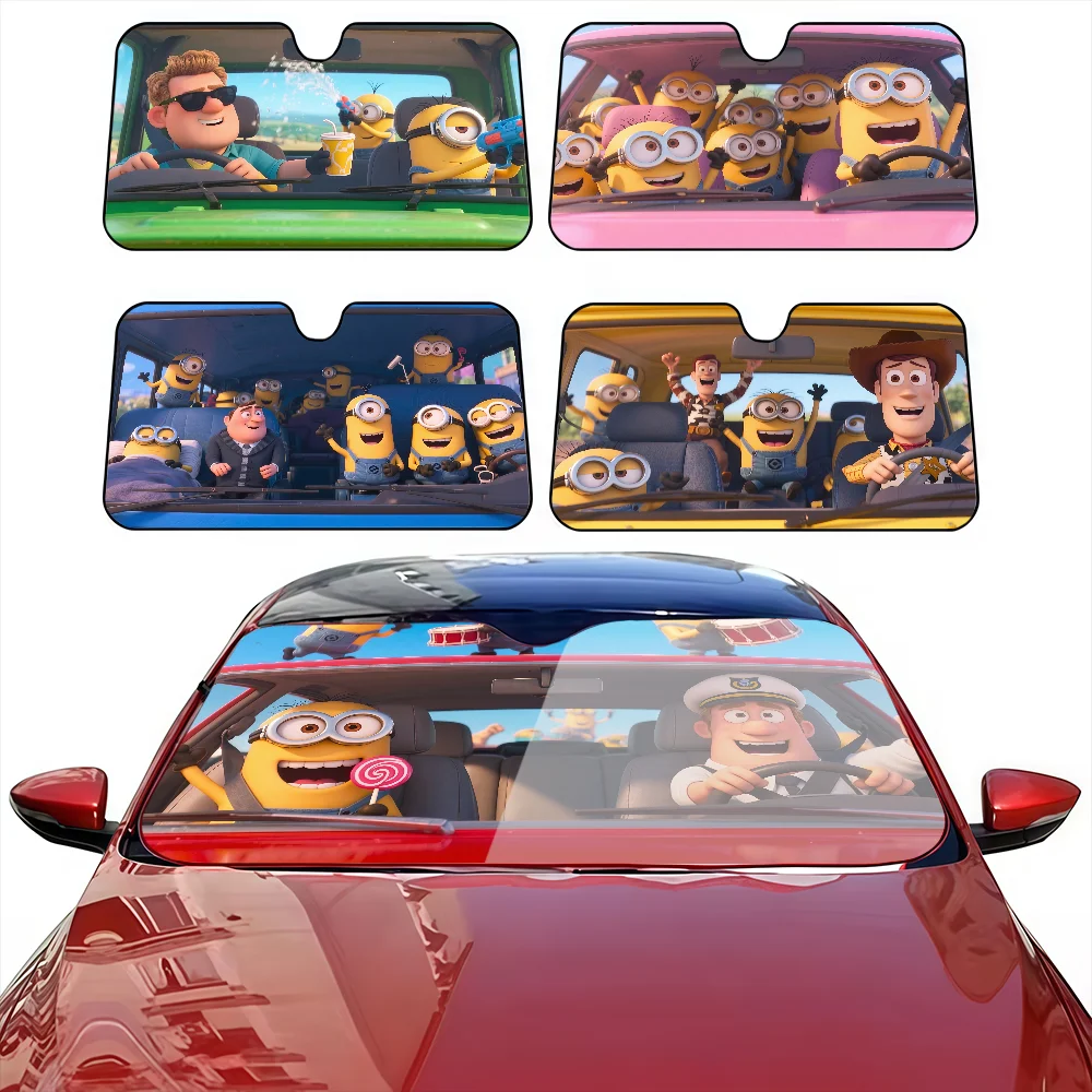 Divertido M-Minions Drive lindo parasol de coche con aislamiento térmico de aluminio rayos UV Protector de visera de coche