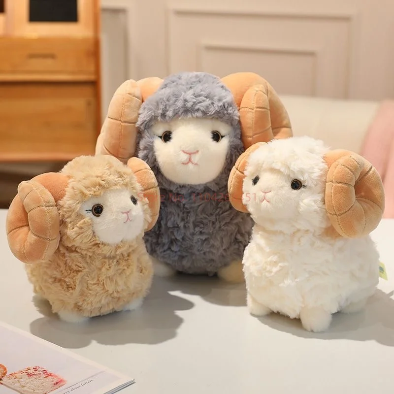 

Cute Sheep Plush Toys Soft Fluffy Big Horns Sheep Doll Warm Cozy Hugging Appease Animal Cute Doll Toys Birthday Gift Room Decor