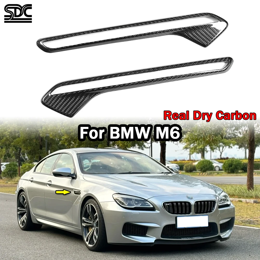 

Full Dry Carbon Fiber Front Fender Trims For BMW M6 Series F06 F12 F13 Air Vent Covers 2012 - 2016 Add Sticky on 2 Pcs/set