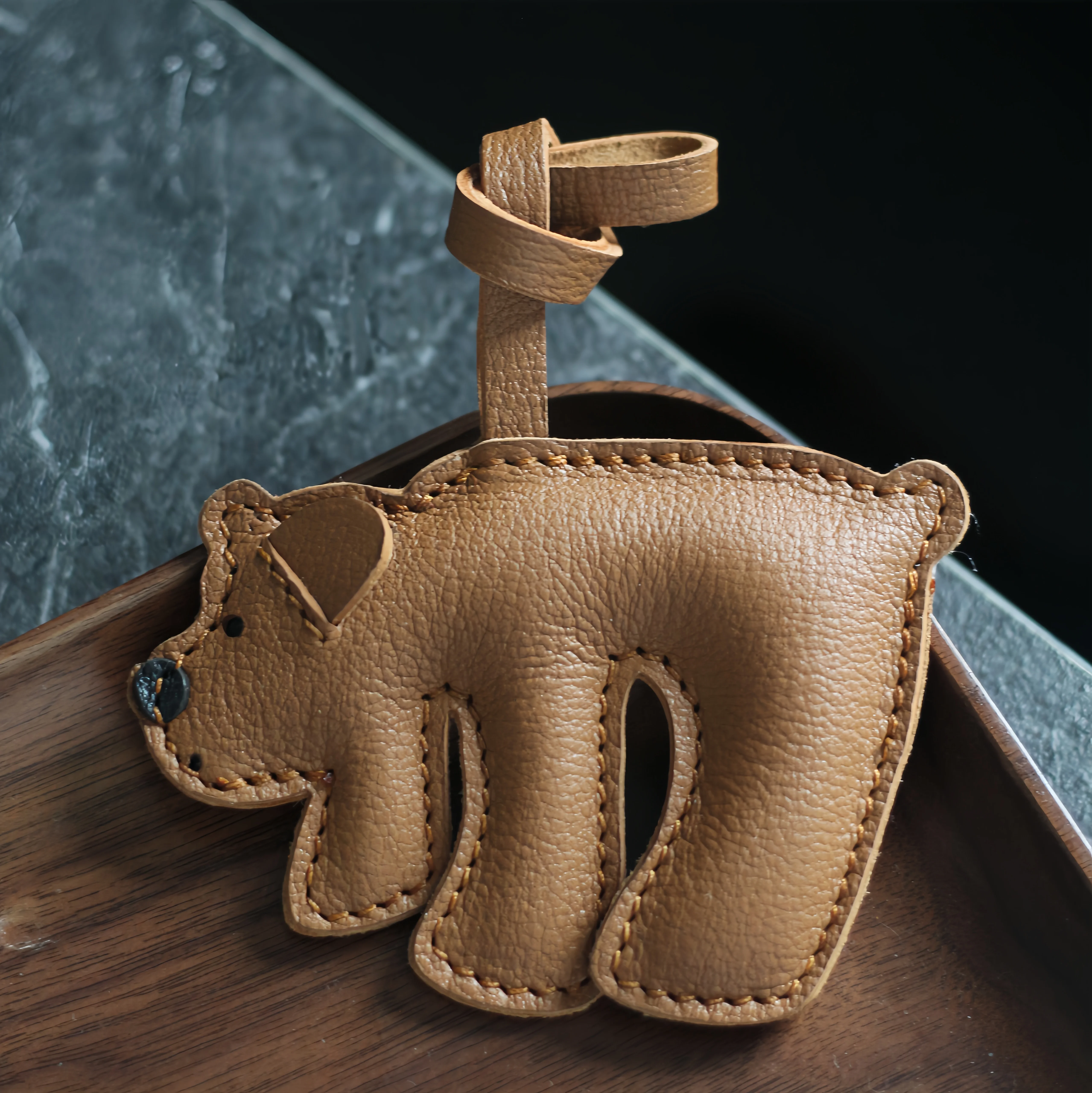 

Small bear boutique bag accessory decoration pendant small ornament doll car keychain decoration handmade leather