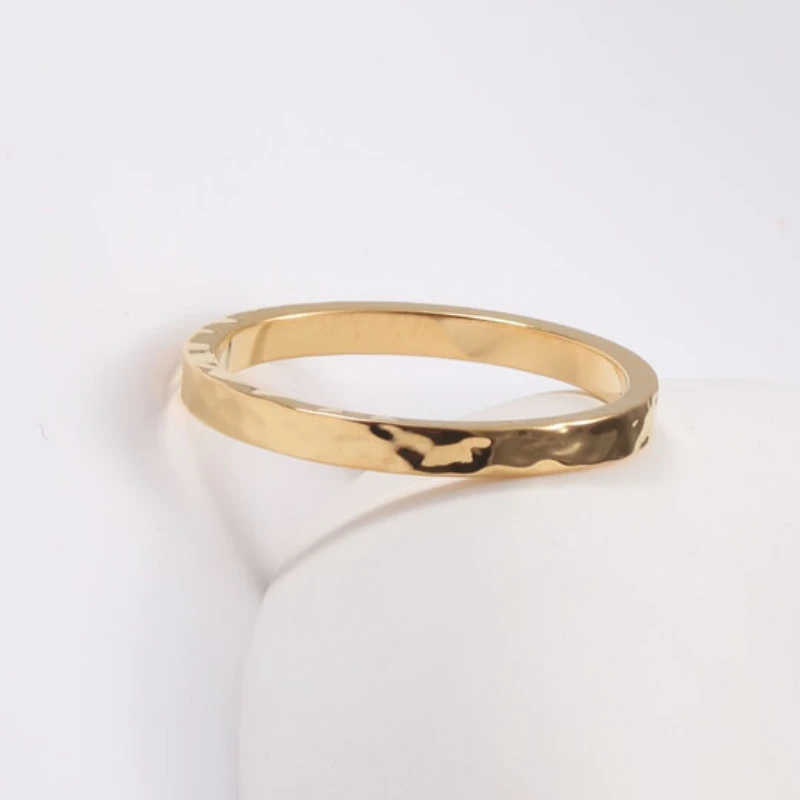 Hammer Pattern Gold Color Ring for Women Stainless Steel Ring Non Tarnish Waterproof Jewelry