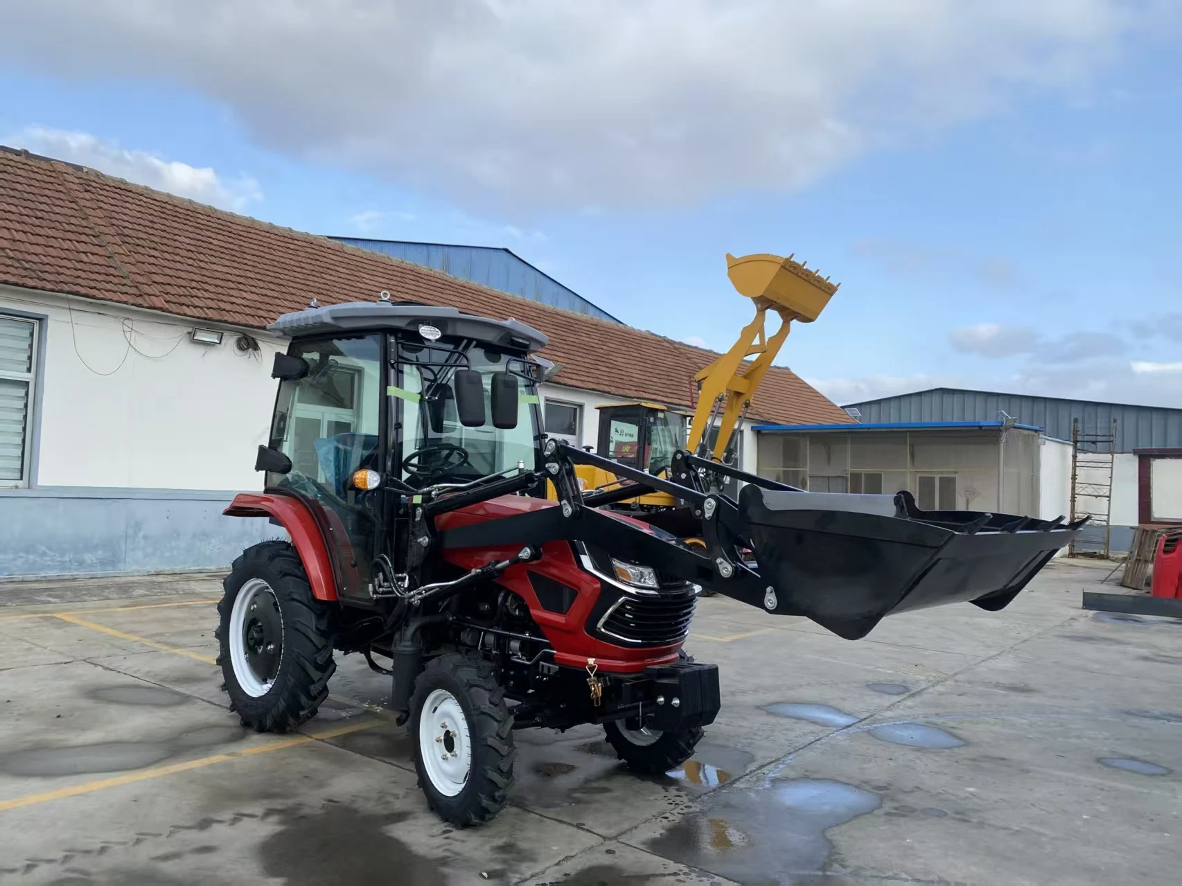 أحمر 40 حصان 50 حصان مزرعة صغيرة ديزل موتوكولتر 4 عجلات جرار مشي صغير #3