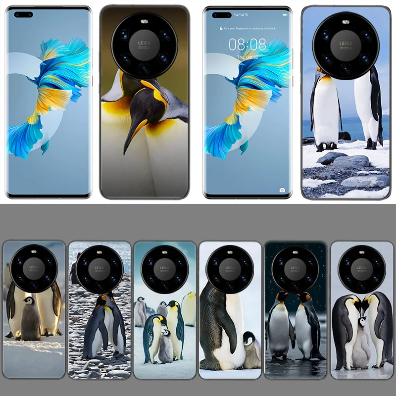 Penguins Love at the North Pole Coque Case For Huawei Phone P40 P30 Lite P50 P20 P10 Mate 40 30 20 10 Pro TPU Cover Transparent