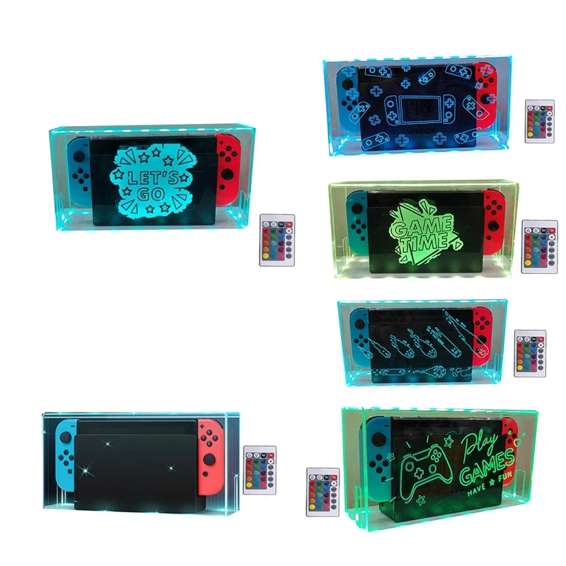 

Clear Dust Cover With RGB Luminous Base For Switch/OLED Protection Cover Protective Sleeve Acrylic Display Shell Durable