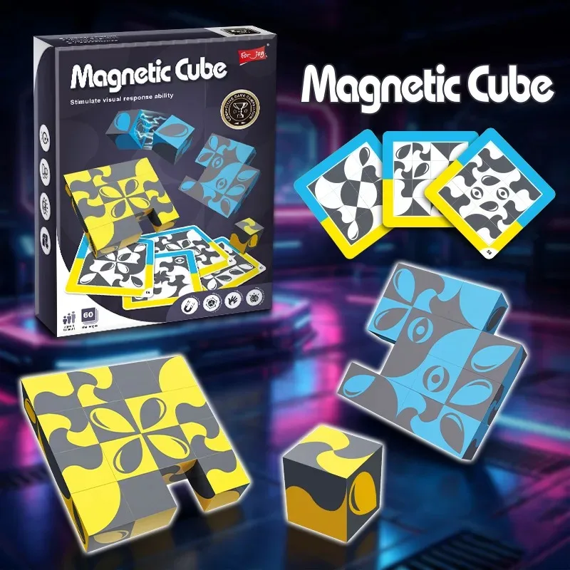 Magnetic Cube Building Blocks Puzzle, Logic Thinking Toy for Kids, Interactive Parent-Child Game, Educational Playset
