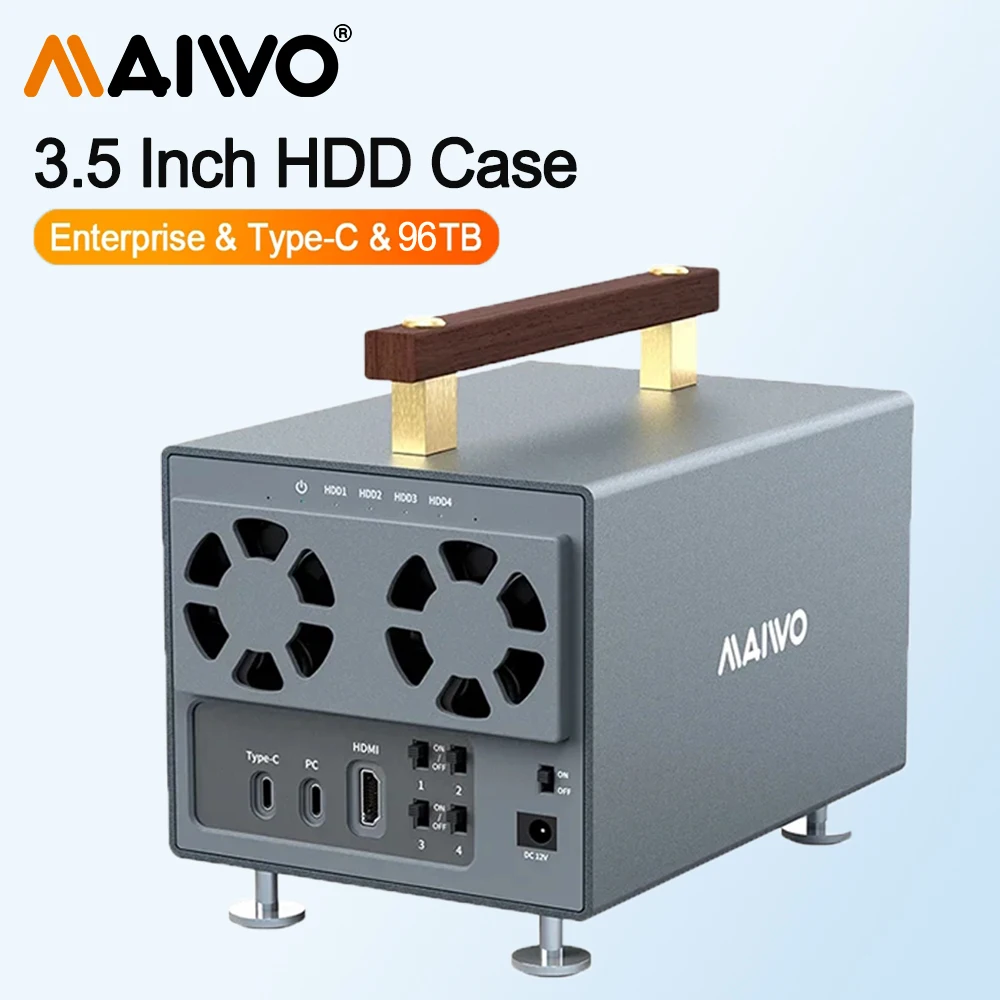 

MAIWO 4 Bay Hard Drive Enclosure SATA To Type-C 10Gbps External HDD Docking for 3.5 Inch HDD/SSD Station Support 96TB Hdd ﻿