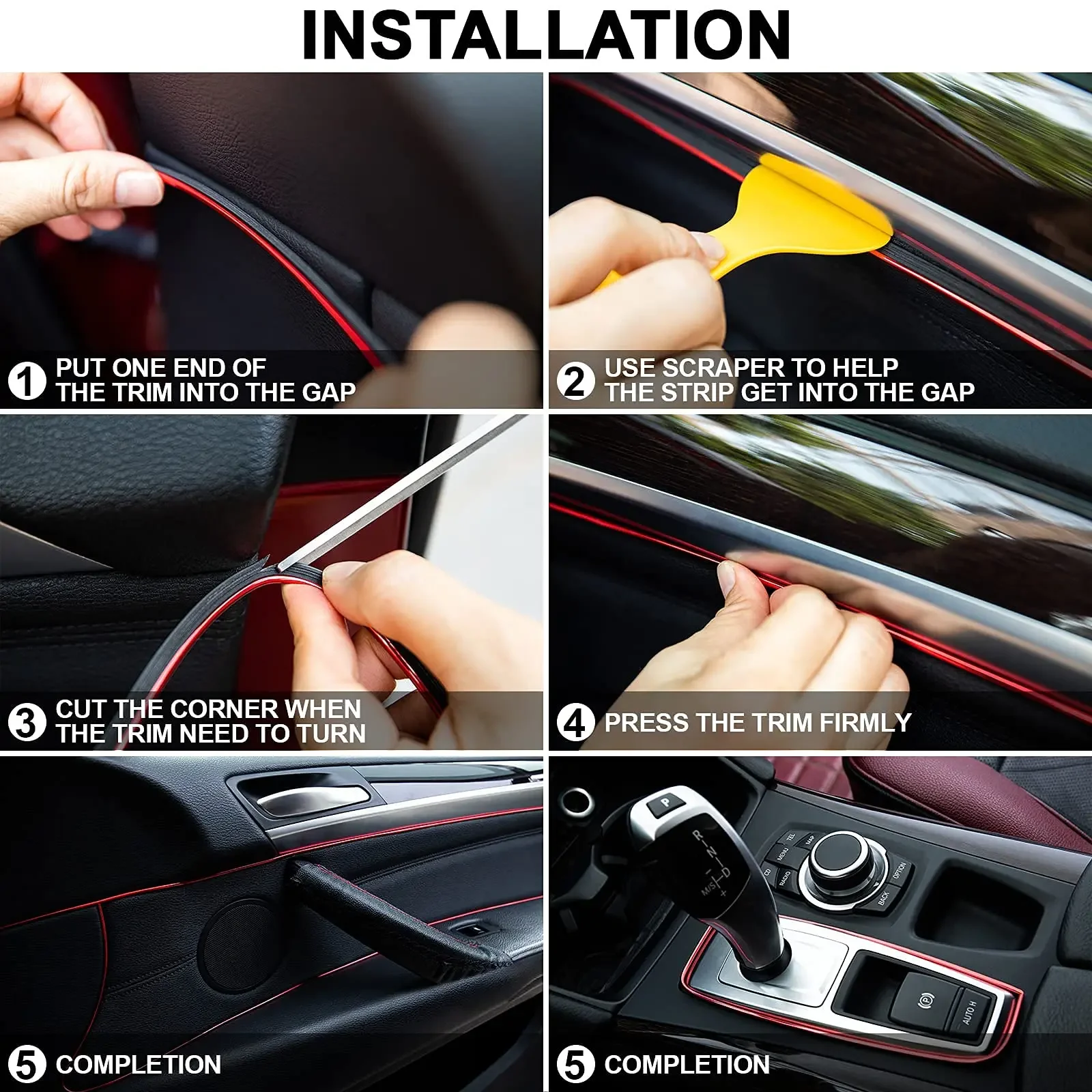 Car Interior Trim Strips Universal Car Gap Fillers Automobile Molding Line Decorative Accessories DIY Flexible Strip Garnish