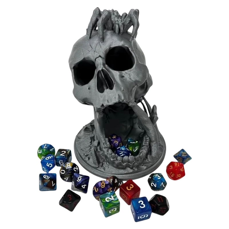 

Skull Dice Tower 3D Printed Dice Rolling Tower for Tabletop Roleplaying Game DND Dice Roller Dungeons and Dragons