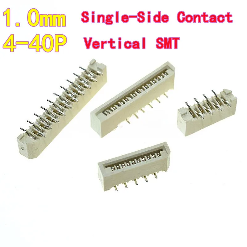 

10 шт. разъем FPC/FFC, шаг 1,0 мм, односторонний контакт, вертикальный SMT 4P/6P/8P/10P/16P/20P-40P