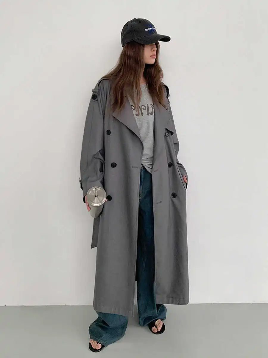 British Style Fashionable Trench Coat For Women In Autumn And Winter, With A High-End And Loose Mid Length Coat