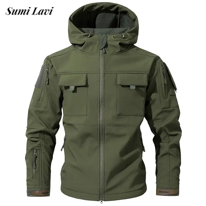 

Stylish Men's Windbreaker Autumn Winter Outdoor Fashionable Camouflage Print Hiking Coats Men Vintage Loose Hooded Jacket Coat