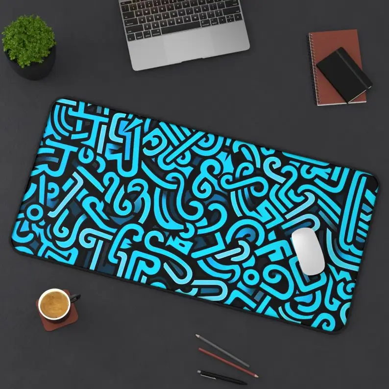 

Коврик для стола Doodle Complex Items, игровой коврик для мыши на талии, коврики для офисного стола для клавиатуры, ноутбука, большой коврик для мыши, коврик для стола XXL, синий коврик для стола