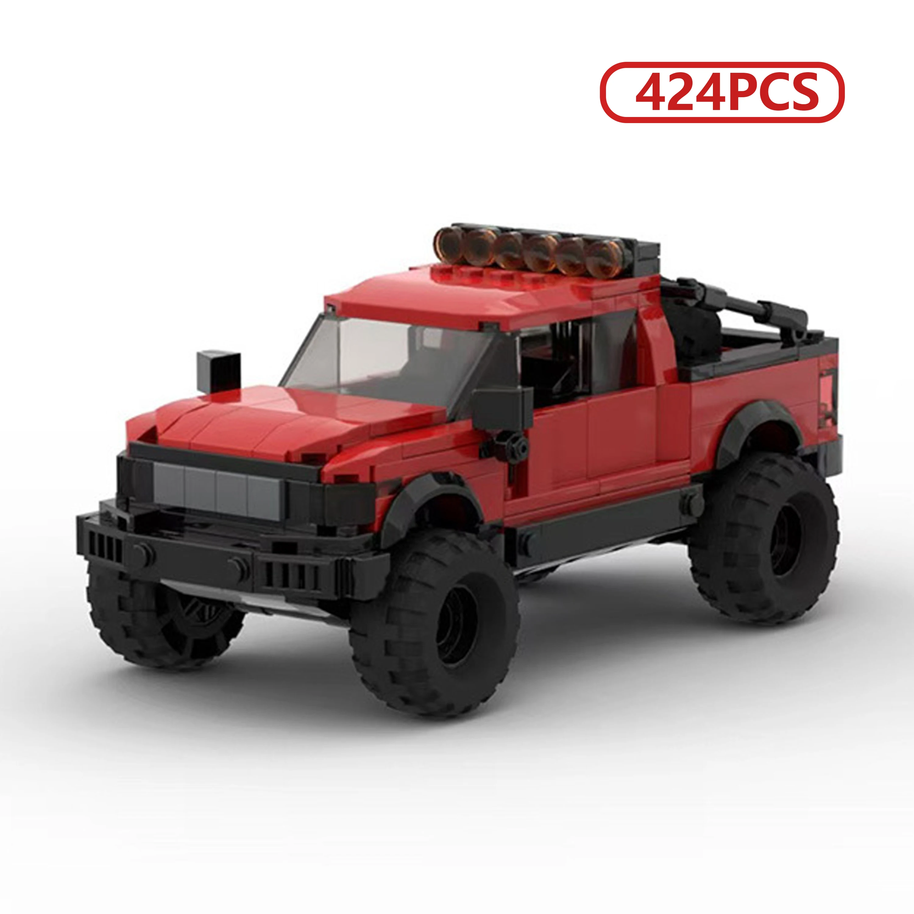 MOC F150 شاحنة صغيرة حمراء اللبنات 4x4 نموذج تجميع المركبات لعبة البناء الإبداعية للبالغين #1