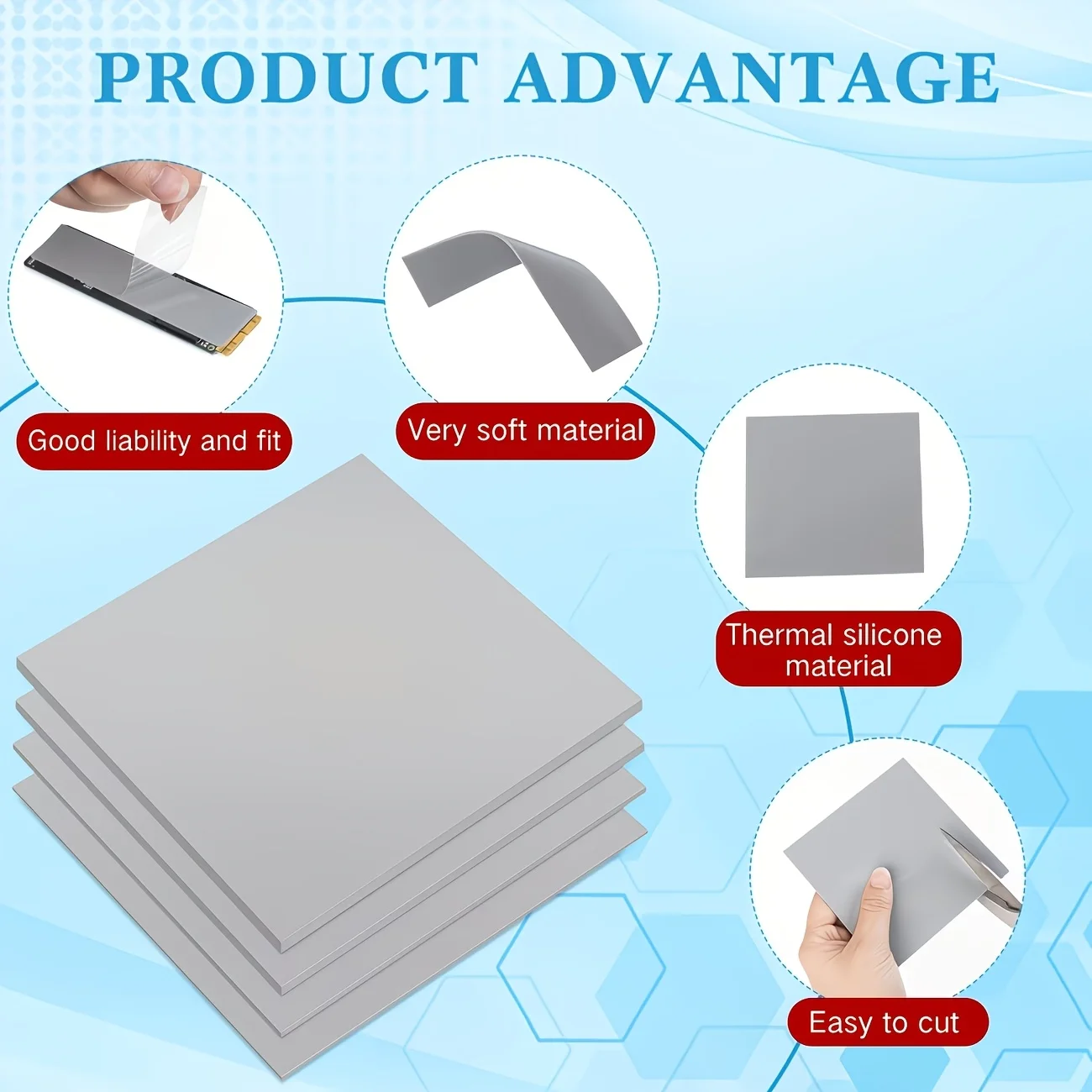1 High-Performance 24W Silicone Heat Sink Suitable for GPU/CPU/PS4 Durable Material - Computer Component Heat Sink PS4 Heat Sink