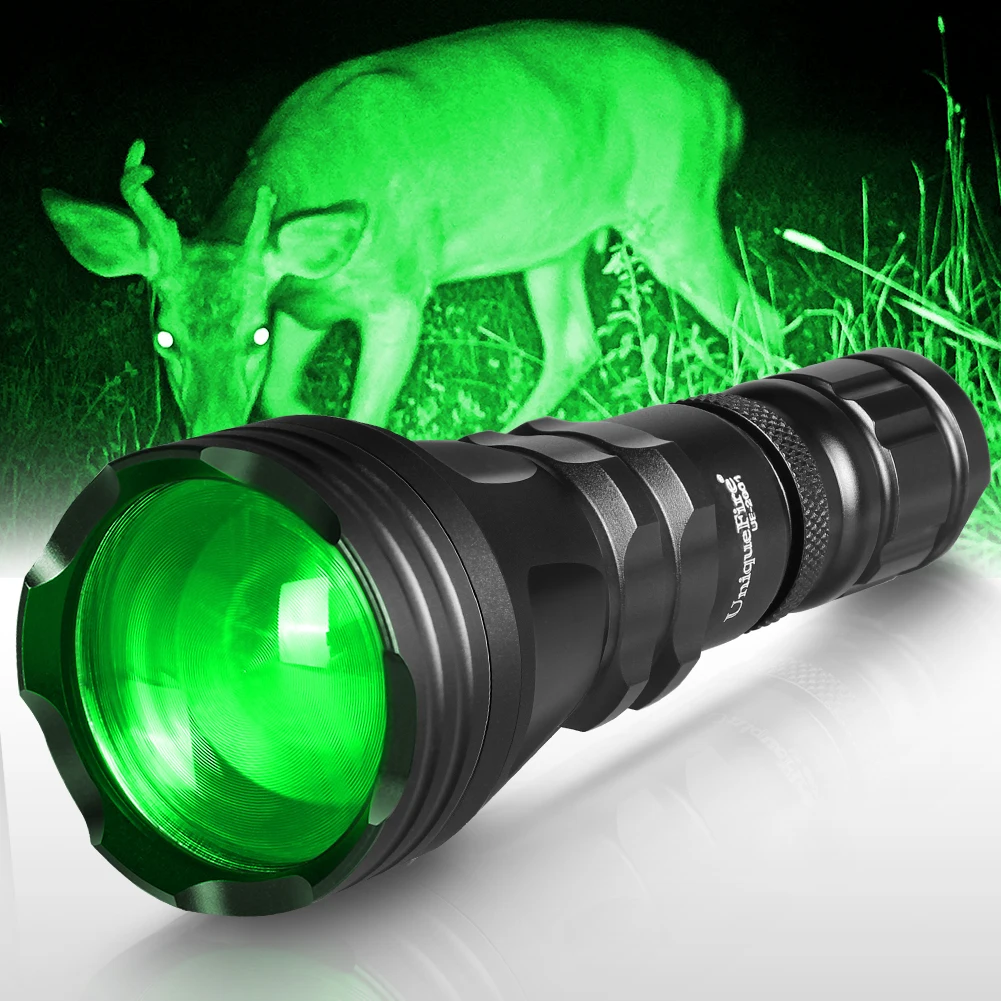 UniqueFire 2001 Fresnel Lens XPE LED Flashlight Green Beam Light LED Tactical Zoom Lanterna 3Mode Torch for Coyote Hog Predator