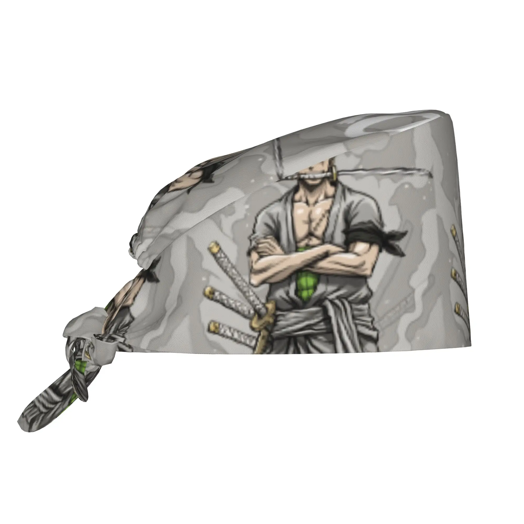 Custom Zoro O-One P-Piece Breathable Nursing Work Cap Nursing Hair Hats Funny Anime Comic Work Scrubs Hat for Hospital Pharmacy