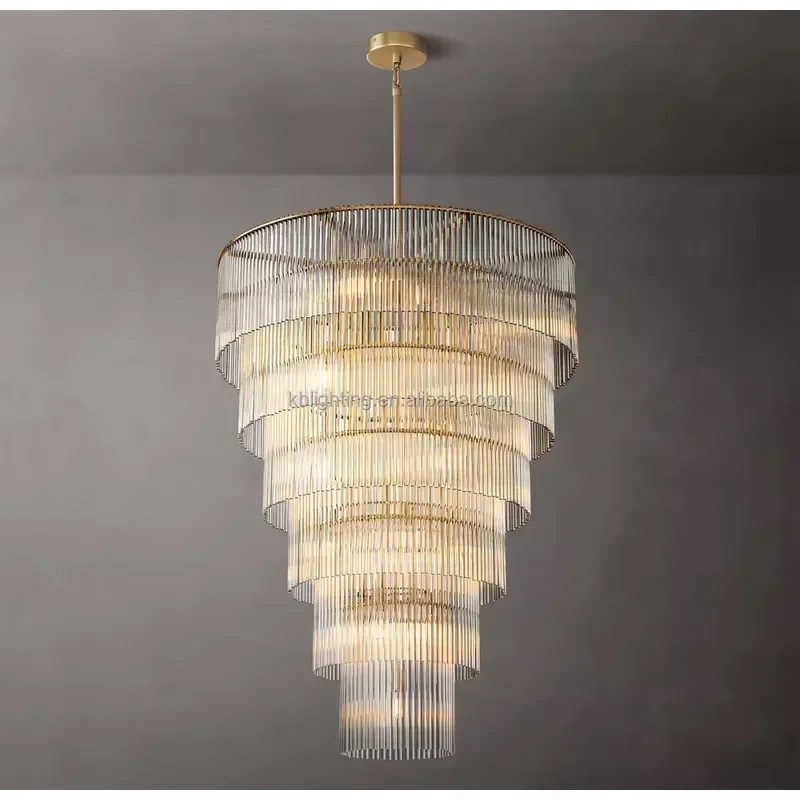 Customizable Italian American Glass Hanging Pendant Light Grand Glass Chandelier for Home Villa