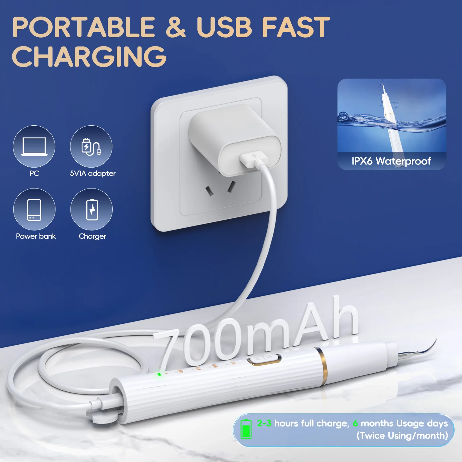 Средство для удаления зубного камня, встроенная камера, 6 светодиодов, набор для чистки зубного камня с электрическим зубным зеркалом