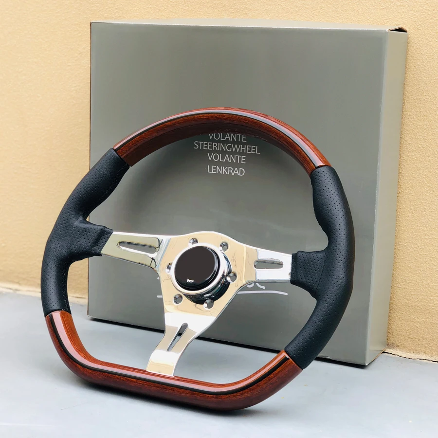 Volante sportivo da corsa JDM a forma di D in stile classico vintage da 14 pollici