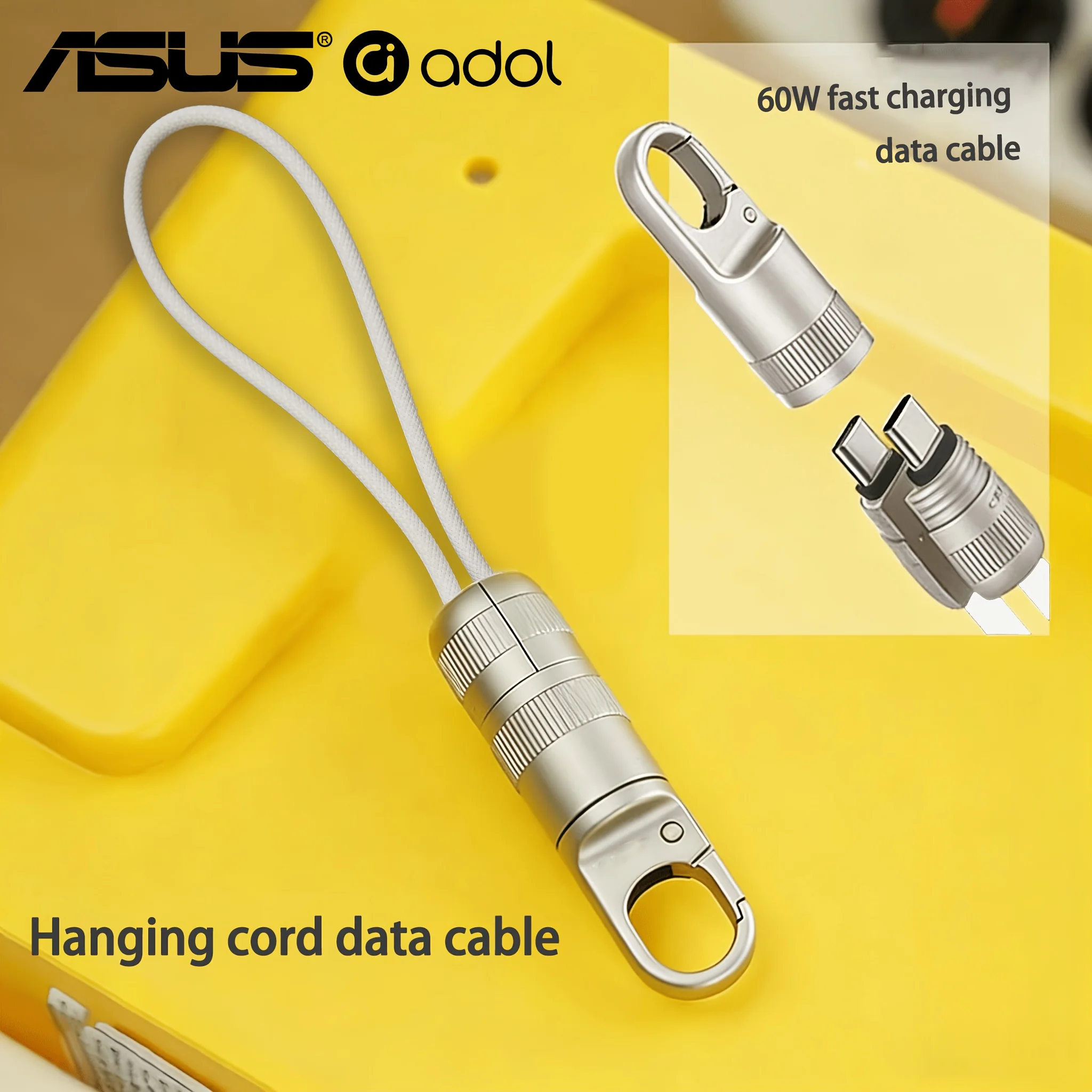 

Кабель для быстрой зарядки мобильных устройств 60 Вт Type-C - Type-C с защитой от потери, на шнурке-брелоке, 20В/3А, короткий, для ноутбуков и планшетов