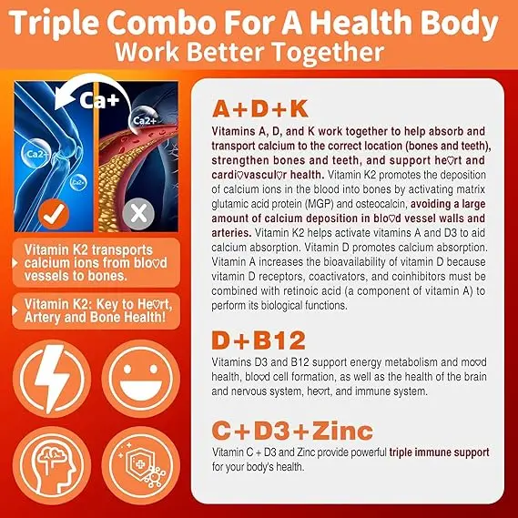 فيتامين ميثليتي D3 K2 للرجال ، B12 ADK Plus D3 فيتامين B12 ، نباتي D3 ، فيتامين A ، C ، زنك