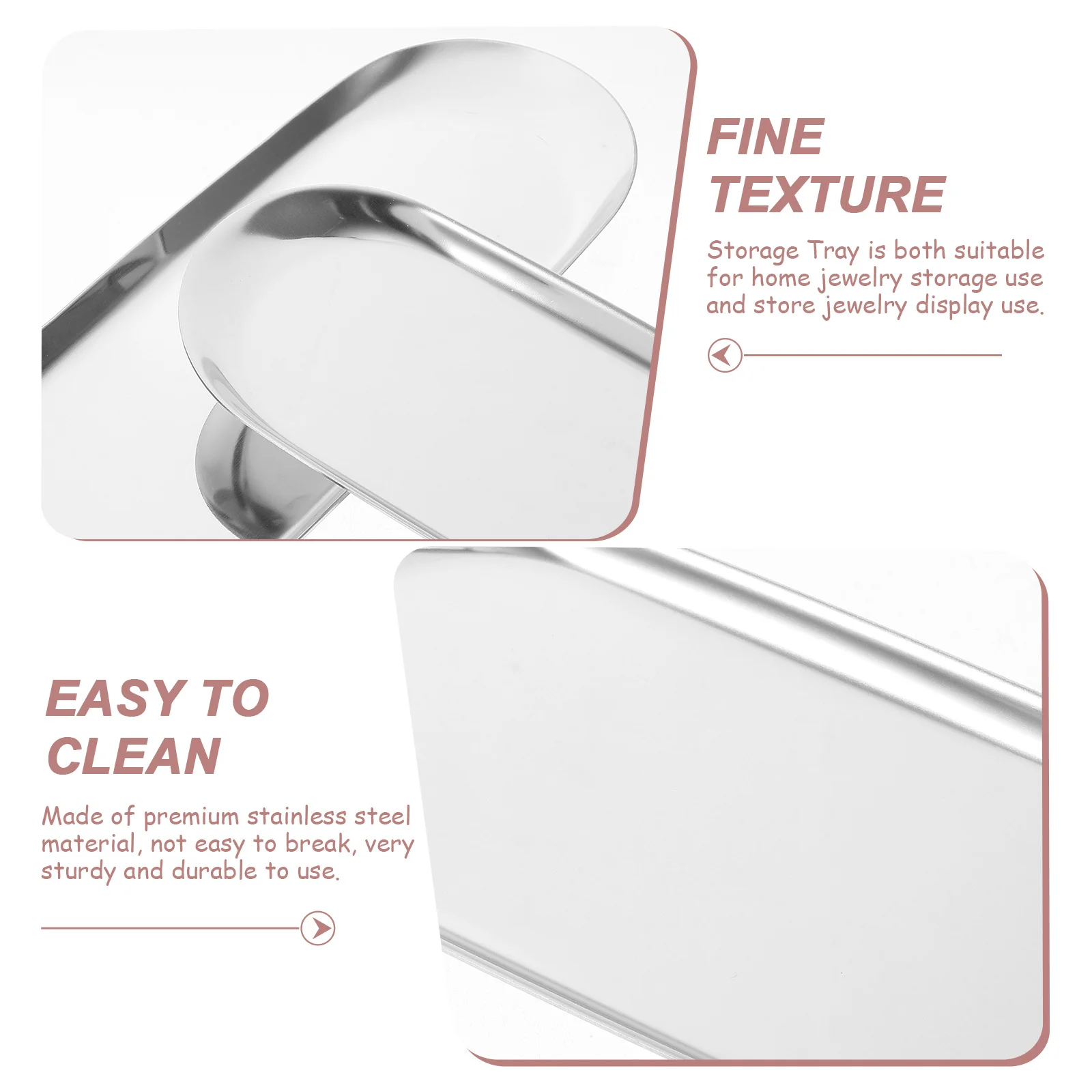 

2Pcs Oval Stainless Steel Jewelry Dish Elegant Metal Tray Jewelry Organizer Desktop Storage Dresser Adornment Oval Storage Tray
