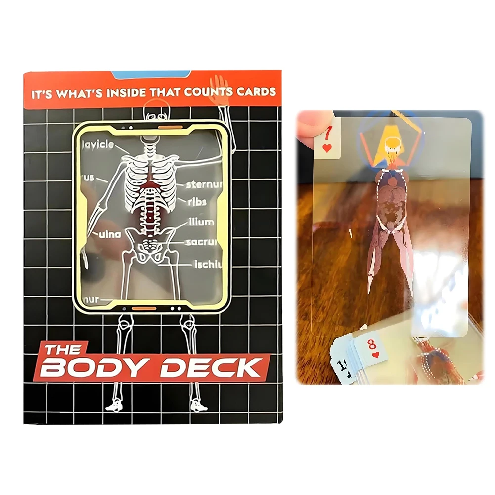 

Забавные анатомические покерные многоразовые прозрачные игральные карты для тела, многофункциональные игральные карты с анатомией человека для подарков другу
