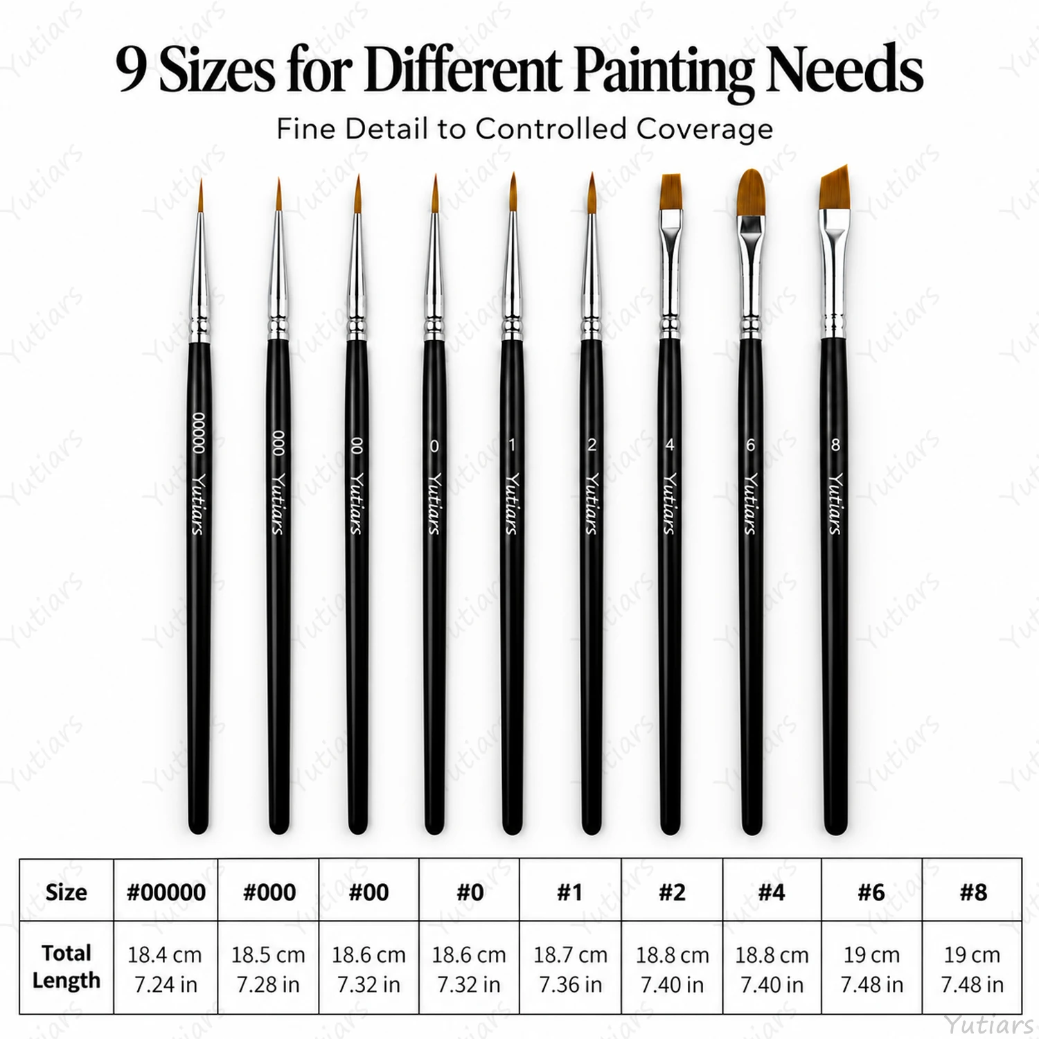 9PCS Fine Detail Paint Brush Set 4 Shapes Artist Brushes for Watercolor Acrylic Gouache Miniature Painting Art Supplies Kit