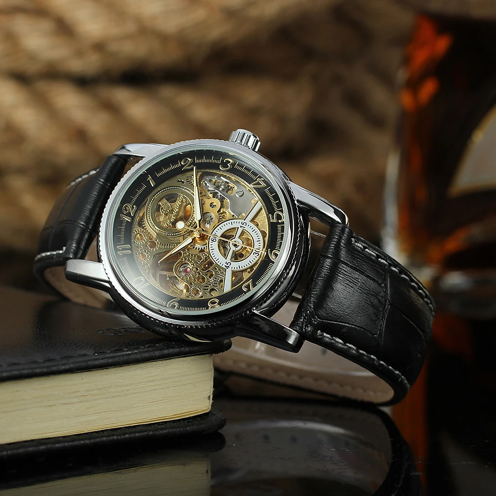2026 Designer Luxury FORSINING Classic Mechanical Skeleton Man Watches Automatic Movement  Clock Waterproof Leather Wristwatch