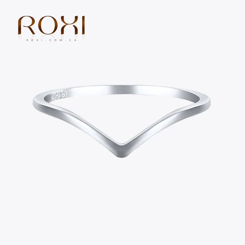 ROXI Minimalist Jewelry Silver Geometric Rings 925 Sterling Silver Simple V Shape Rings for Women Gifts Knuckle Midi Finger Ring