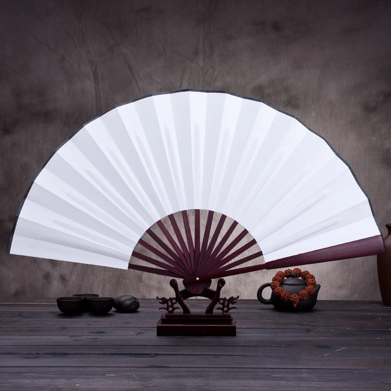 Chinese Folding Fan Hand Silk Cloth DIY Folding Fan Wooden Bamboo Antiquity Fold Fans DIY Calligraphy Painting Decor 8/10 Inches