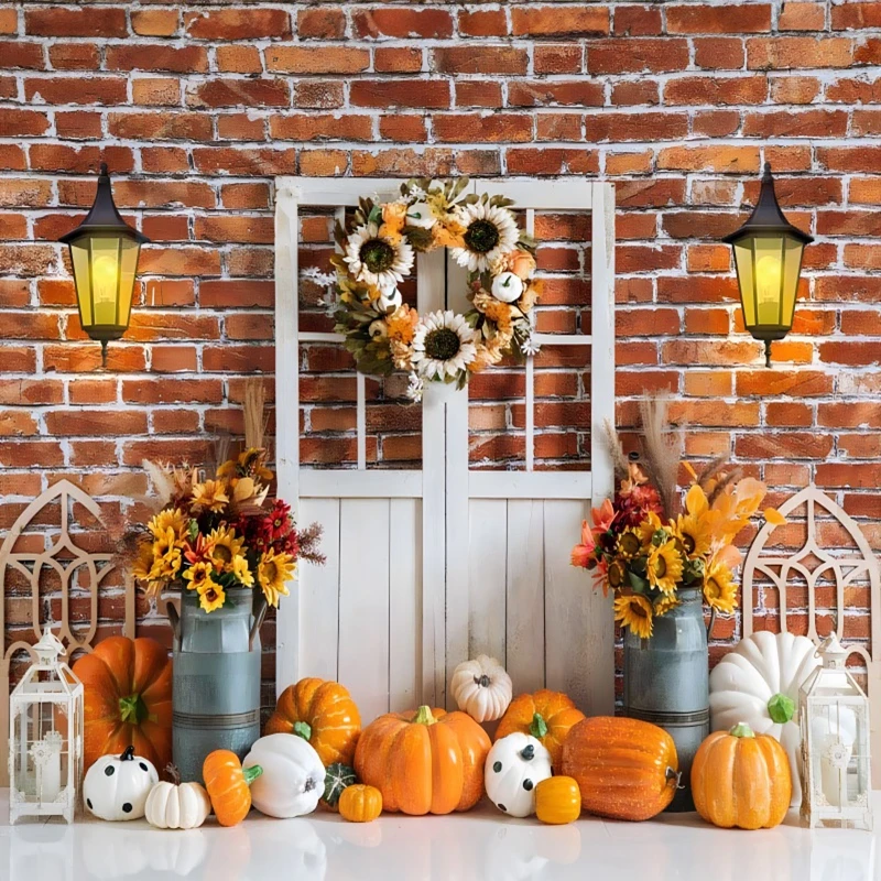 Autumn Backdrops For Photography Harvested Fall Blocks Pumpkin Baby Shower Party Photo Photographic Background Studio Shoots