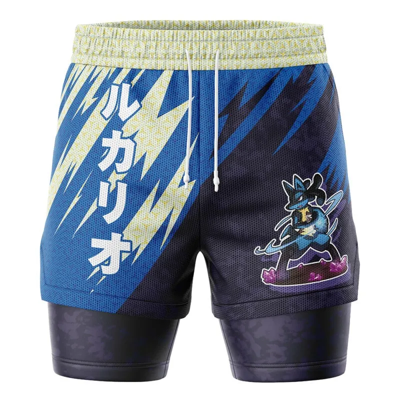 Classic Anime and Game Multi-series, Double-layer Shorts Men's Quick-dry Fake Two-piece Sports Fitness Pants