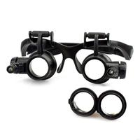20RC Magnification Lenses Wear Double Glasses Led Repair Eyeglasses Type Headwear Magnifier With 2 LED 6 Interchangeable Lens
