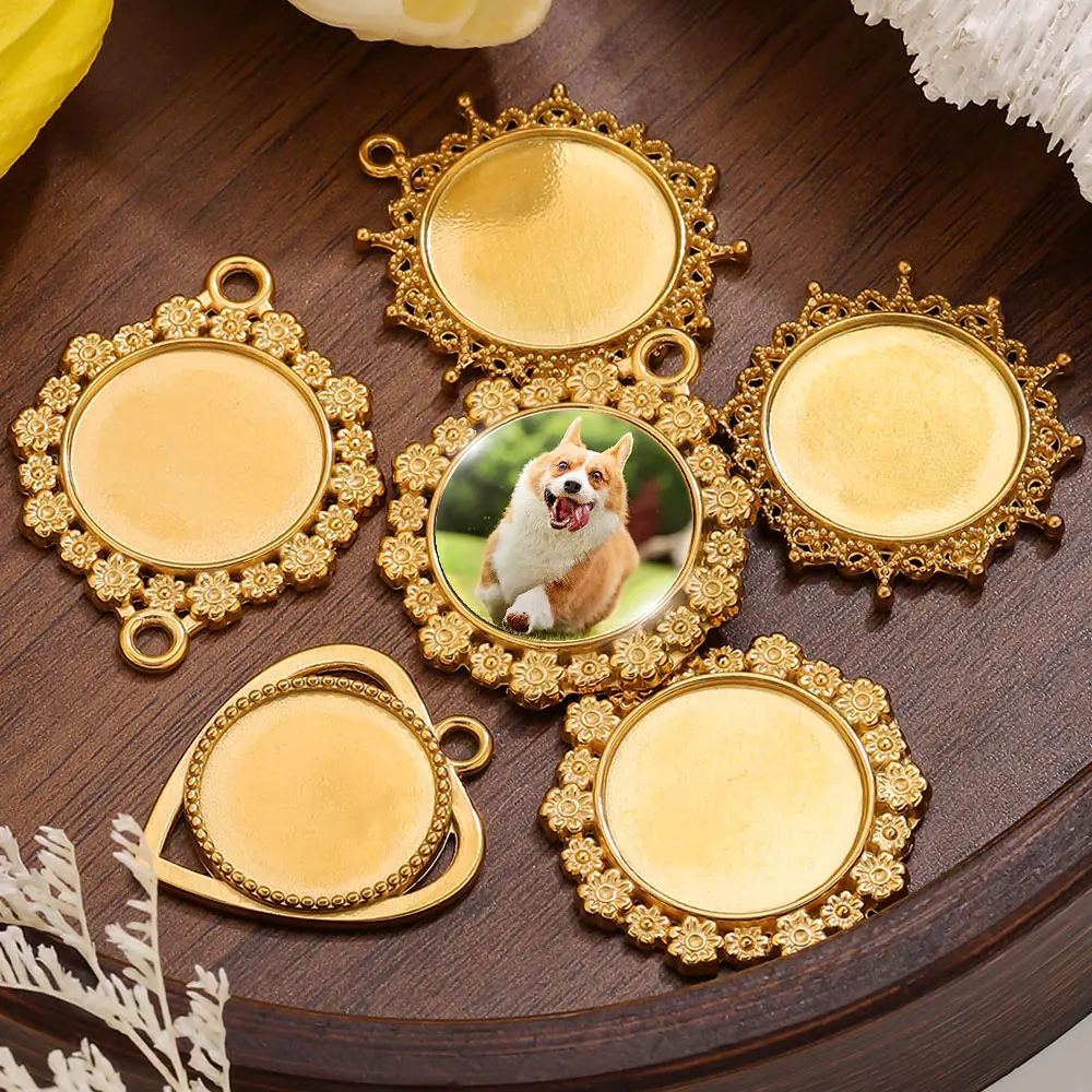 

3pcs Stainless Steel Vintage Style Pendant Blank Tray Base Cameo Cabochon Base Setting Charms DIY Jewelry Making Connectors