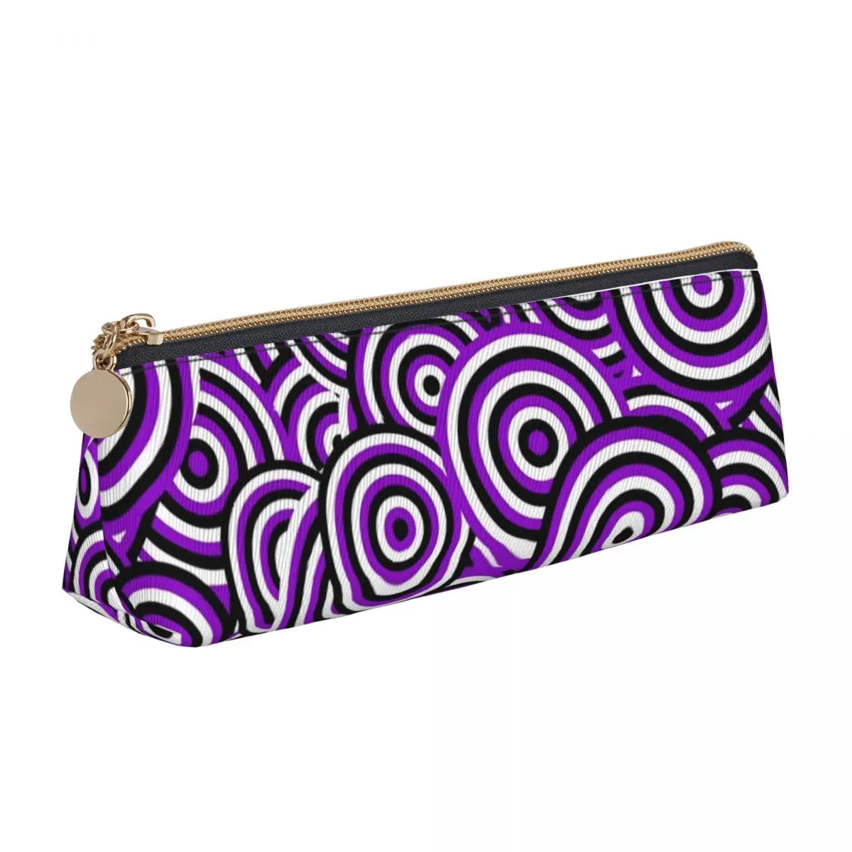 Purple Swirls Pencil Case Abstract Print Big Pencil Bag Kids Triangle Vintage Back To School Pencil Cases Design Stationery