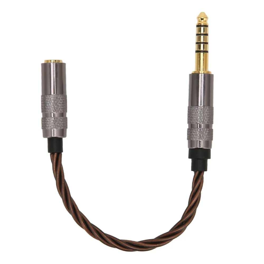 Male to Female 4.4mm to 2.5mm Balanced Cable Gold Plated Plug 4-Strand Stranded Braided Wire for Phones Headphones Speakers